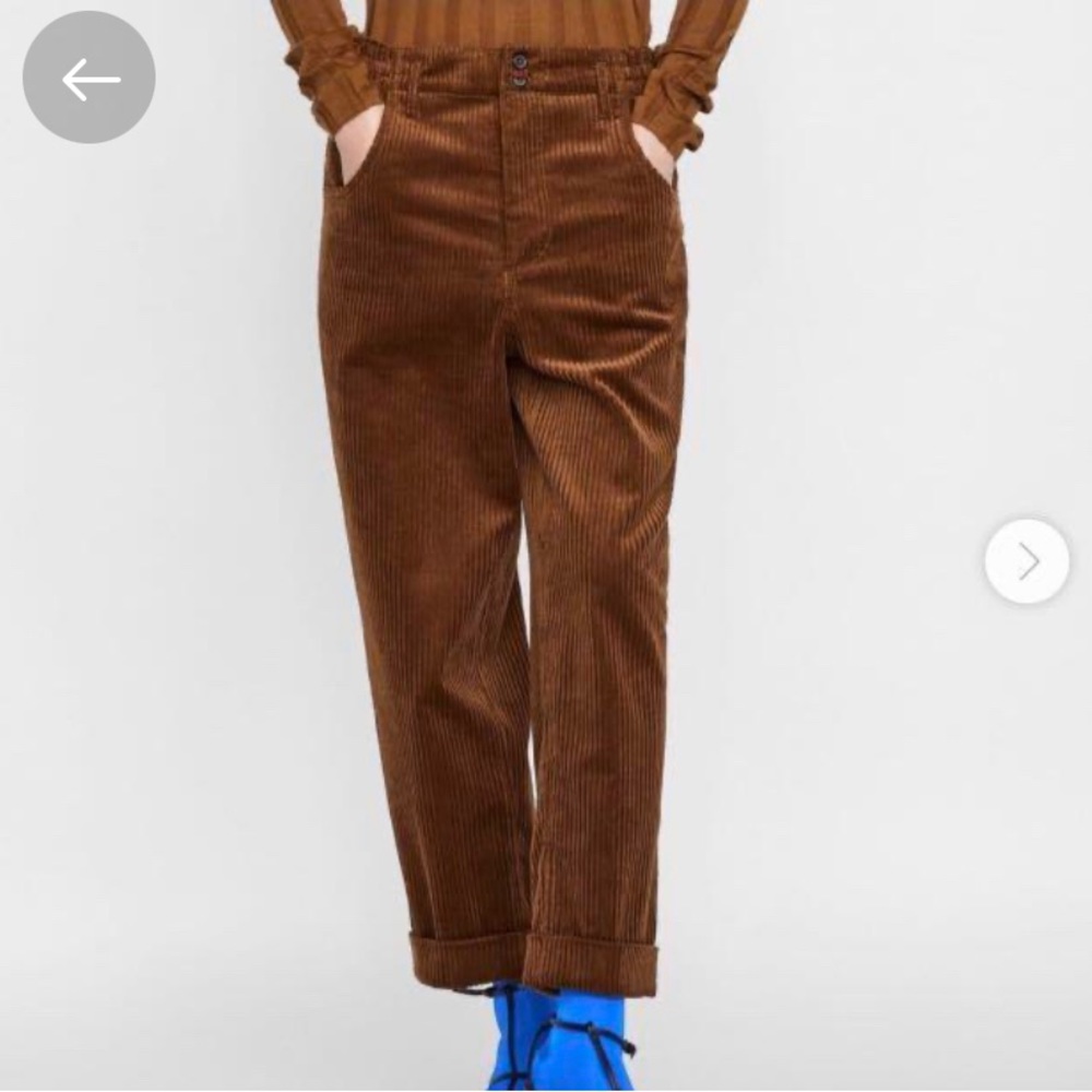 Zara Brown Corduroy Cropped Pants